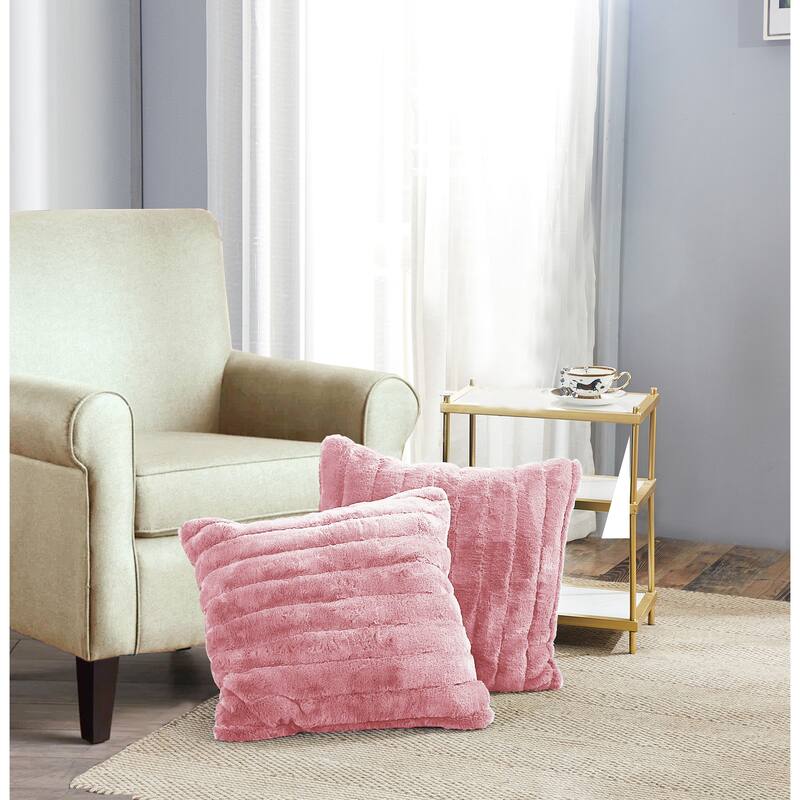 Serenta SuperMink Solid Color Throw Pillow Shell Cushion Cover Set - 26" x 26" - Rose Smoke - Set of 2