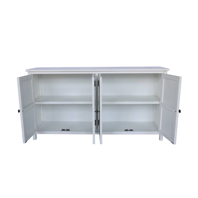 Buffet Cabinet Accent Cabinet with 4 Carved Doors, Wood Sideboard Storage Cabinet with Adjustable Shelves