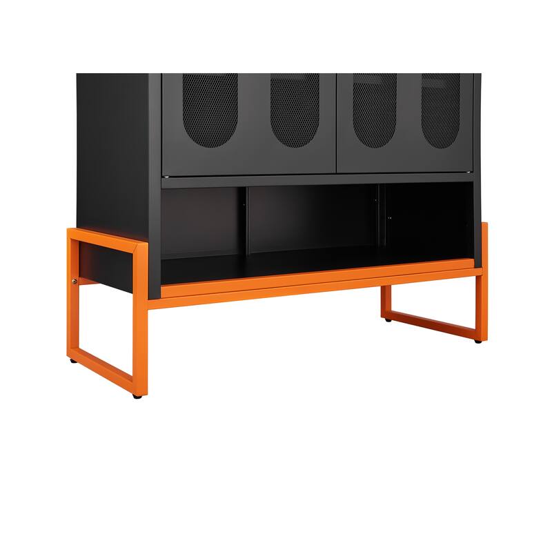 High Foot Double-Sided Mesh Door Shoe Cabinet With Movable Double-Layer Partitions And Hollow Base