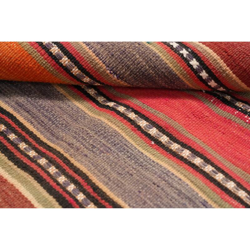 Hand Woven Oriental 100% Wool Carpet Southwestern Geometric Multi-Colored Kilim Area Rug - 6' 10'' X 5' 1''