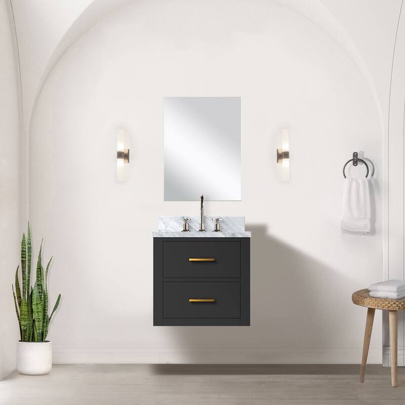Castor Bath Vanity with Acrylic Top, Sink, Mirror and Faucet