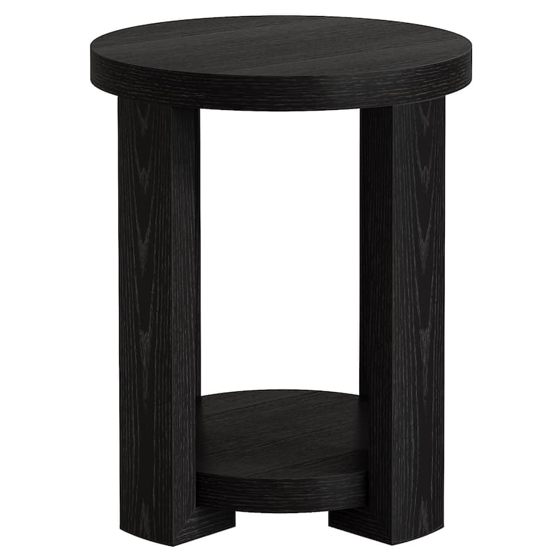 Side Table, 2-Tier Round End Table, Small Bedside Accent Furniture for Living Room, Bedroom