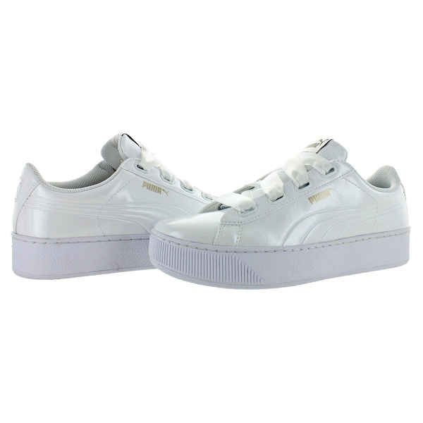 puma white sneakers with ribbon