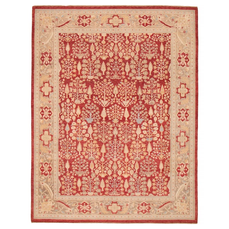 ECARPETGALLERY Hand-knotted Peshawar Finest Red Wool Rug - 7'10 x 10'2 - Red - 7'10 x 10'2