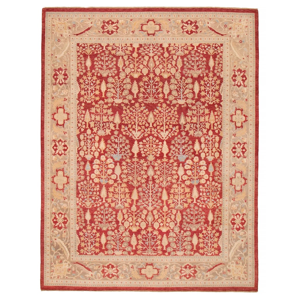 ECARPETGALLERY Hand-knotted Peshawar Finest Red Wool Rug - 7'10 x 10'2