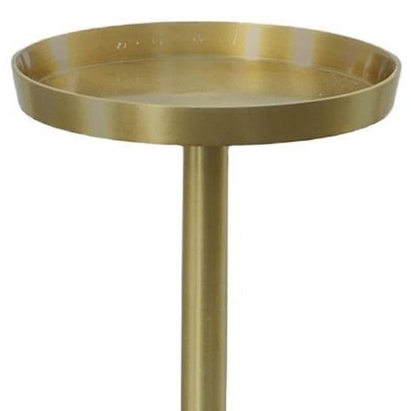 HomeRoots 24" Gold and White Metal Round Pedestal End Table - 8 in. x 24 in. x 8 in.