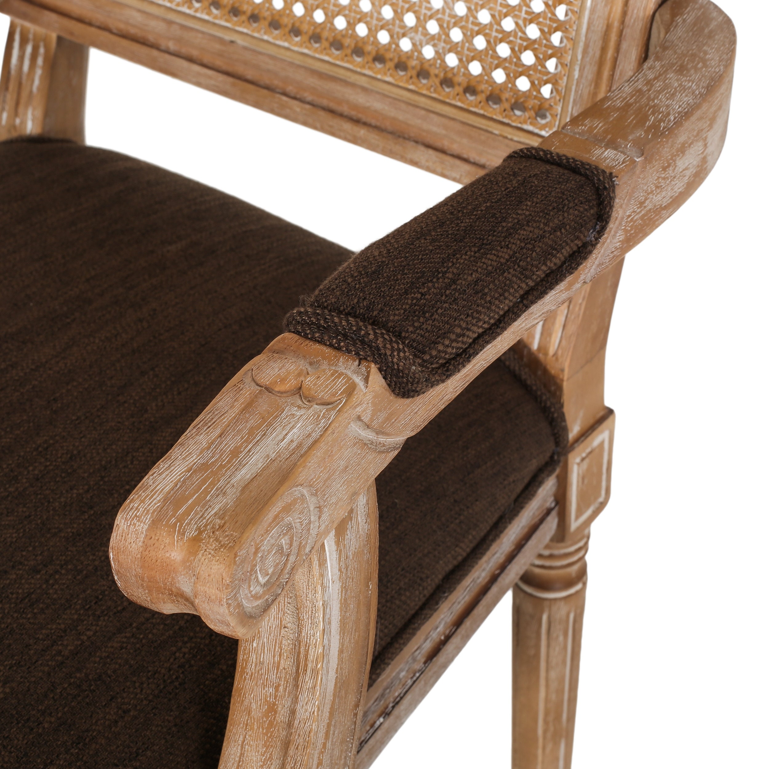 Maria Wood and Cane Upholstered Dining Chair by Christopher Knight Home - 23.75