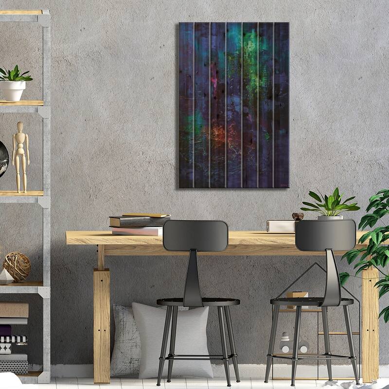 Blue Print On Wood by Osnat Tzadok - Multi-Color