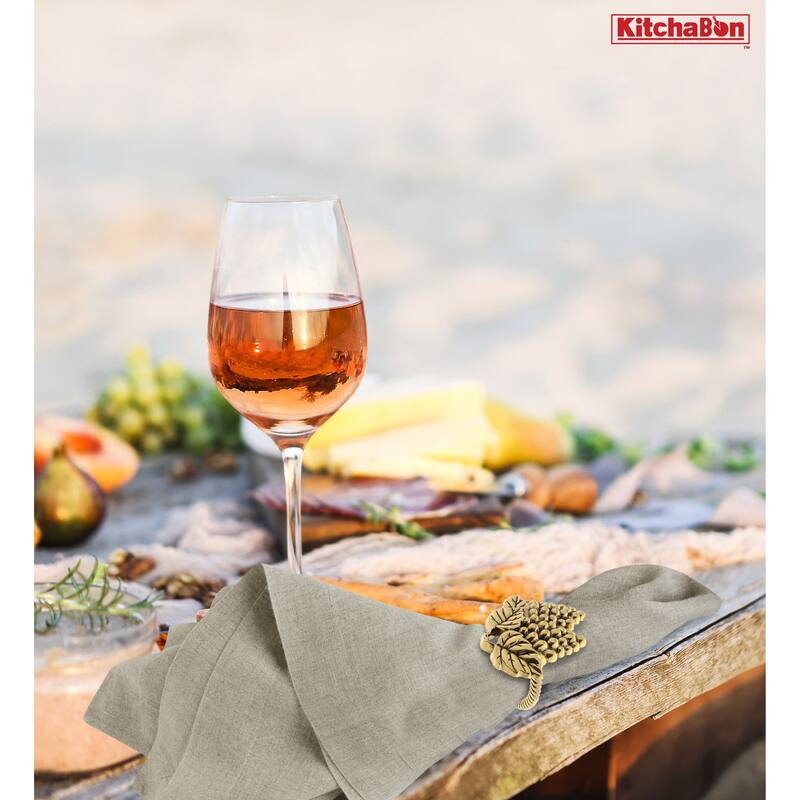 KitchaBon Grapes Gold Napkin Rings for Table Decor - Set of 6 - 2.4 x 2 x 1.65 inches
