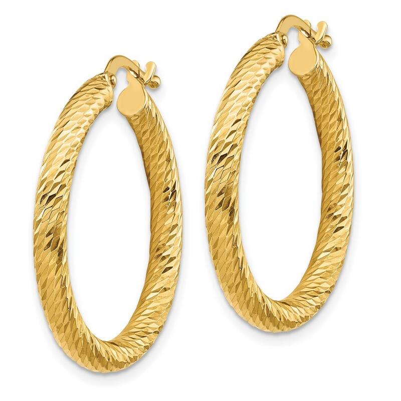 Curata 14k Yellow Gold Sparkle Cut Round Hoop Earrings - 28.25x27mm