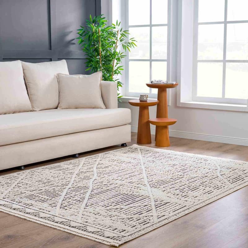 Hauteloom Munich Modern Farmhouse Bohemian Neutral Area Rug