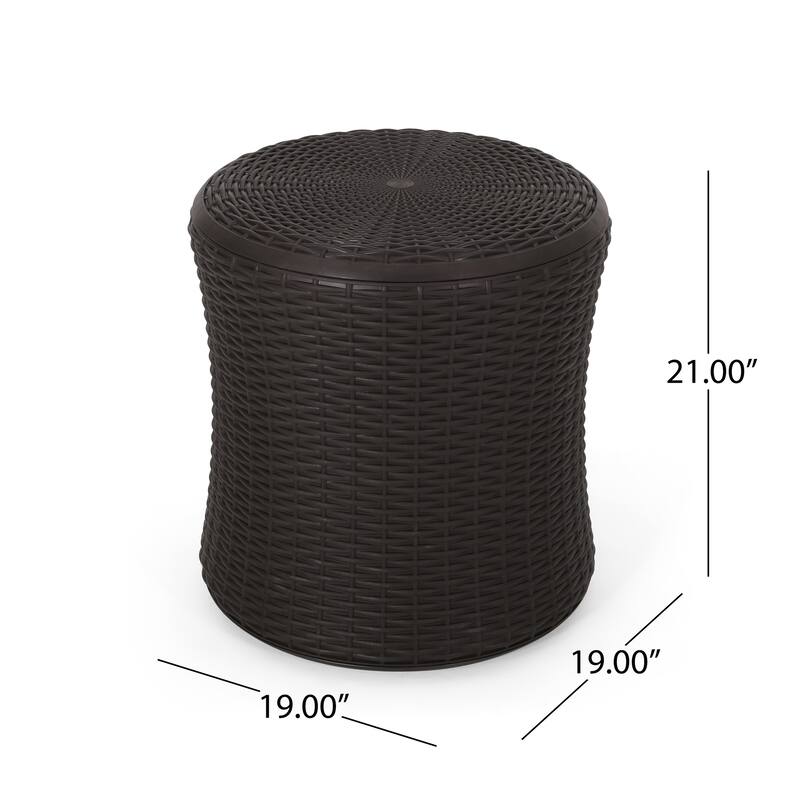 Simone Wicker Storage Side Table by GDFStudio - 19"W x 19"D x 21"H