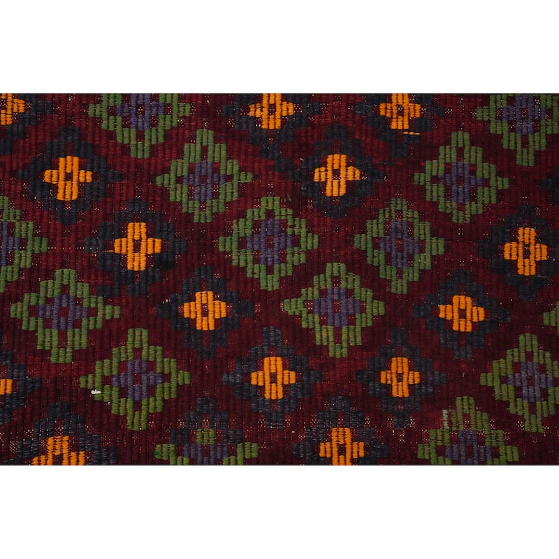 Hand Woven Oriental 100% Wool Carpet Southwestern Tribal Red Kilim Area Rug - 7' 11'' X 4' 10''