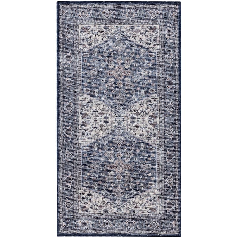 New Concept Washables Vintage Medallion Machine Washable Area Rug - 2' x 3' 9" - Navy
