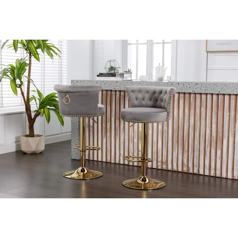 Swivel Bar Stools Set of 2 Adjustable Counter Height Chairs with Footrest