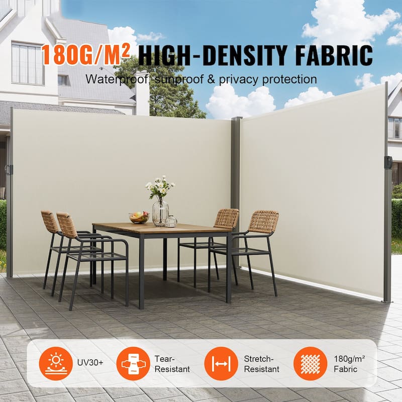79''x 236'' Patio Retractable Side Awning Privacy Screen with Spring Handle Perfect for Outdoor Use