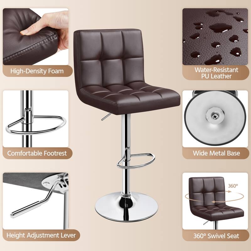 Yaheetech 2pcs Adjustable Modern Faux Leather Swivel Bar Chairs