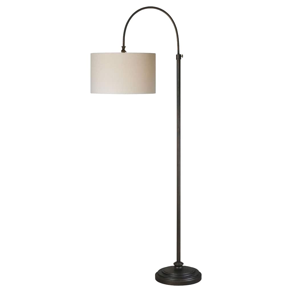 Reagan 76" Adjustable Floor Lamp with Linen Shade, Oil-Rubbed Bronze - Oil-Rubbed Bronze