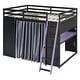 preview thumbnail 8 of 64, Wood Full Size Loft Bed with Blackout Curtains and RGB Lights, Gaming Loft Bed with Desk & Shelves