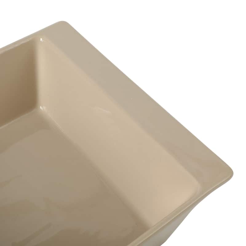 Gibson Elite 2 Quart or 2.75-Quart Stoneware Baking Dish with Acacia Wood Lid - Taupe Rectangular Oven Safe Baker