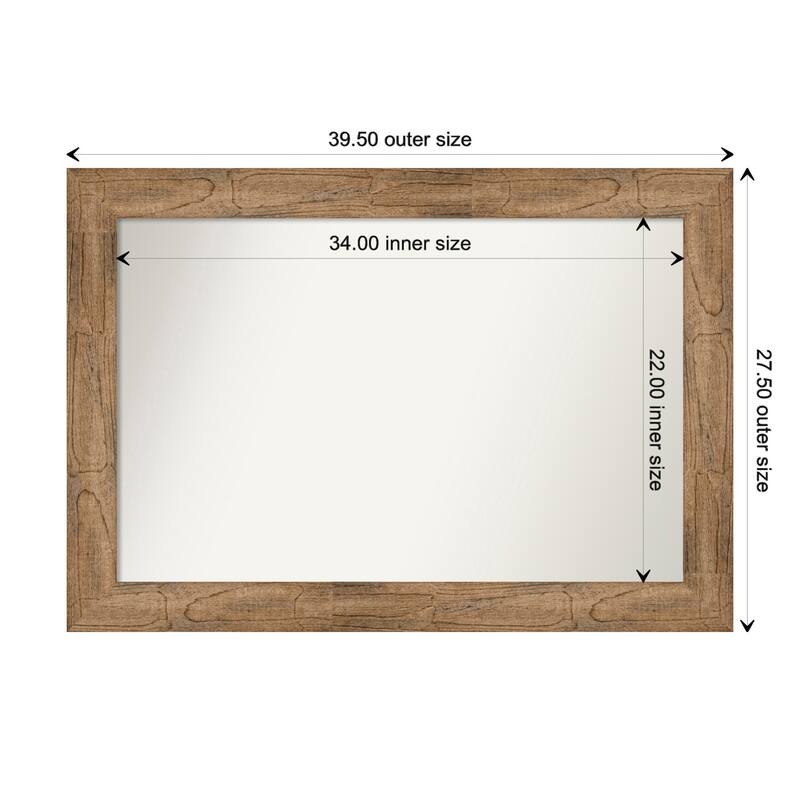 Owl Brown Framed Non-Beveled Custom Wall Mirror, Bathroom Vanity Mirror - Outer Size: 39.5 x 27.5