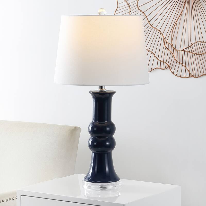 SAFAVIEH Lighting Desanka 26" Table Lamp (Set of 2) - 14" W x 14" D x 26" H - 14"W x 14"D x 26"H - Blue (Single)