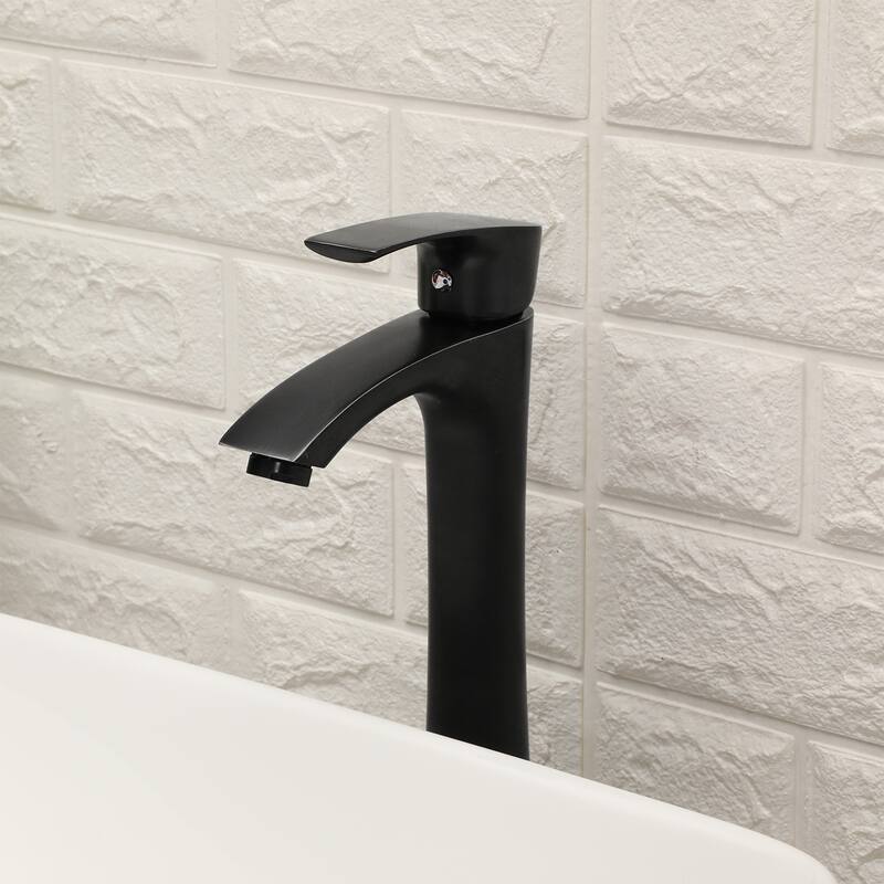 Rectangle Vessel Bathroom Sink and Black Single Lever Faucet Combo