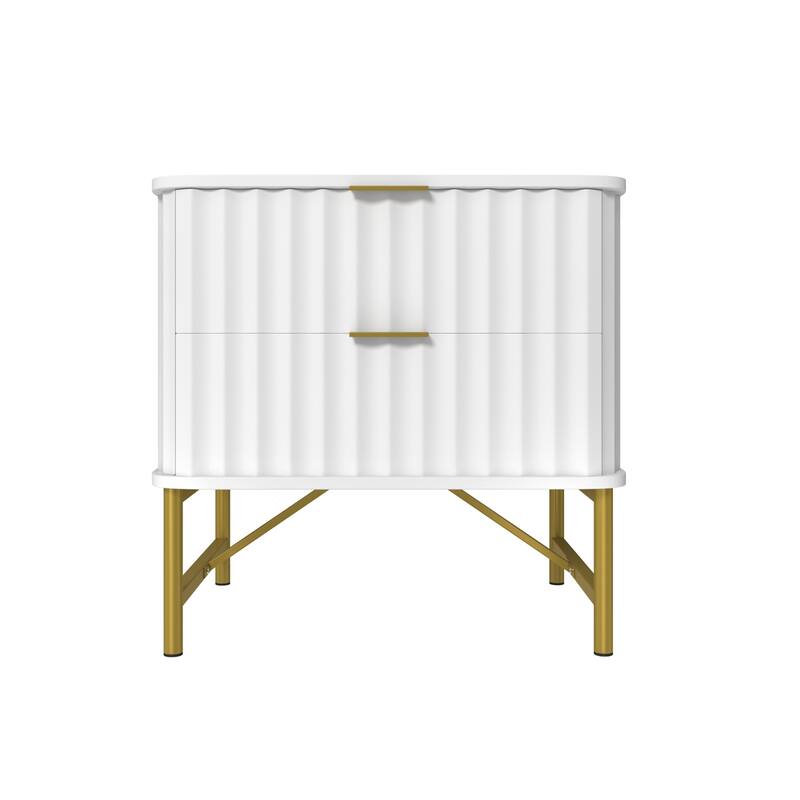 Clihome Modern MDF 2-Drawer Nightstand for Bedroom