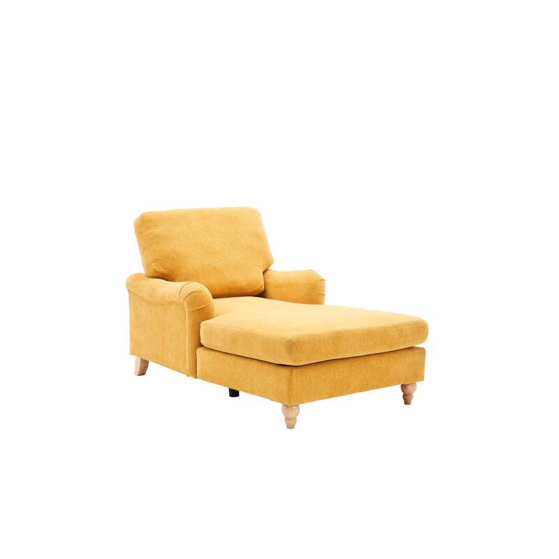 Modern Mid-Century Yellow Foam Chaise Lounger Sofa