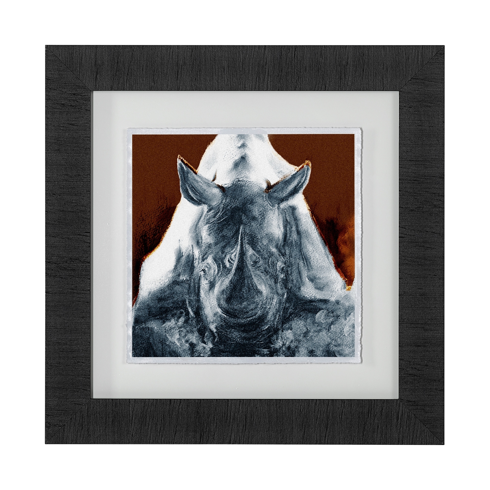 Rhino Burn Orange by Mercana Studio a Hand Embellished Textured Framed Art Print Matted under Glass