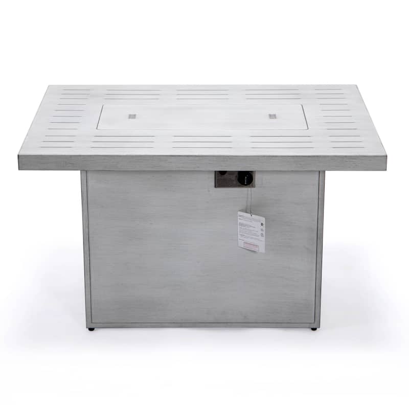 LeisureMod Chelsea 44" Modern 55000 BTU Propane Patio Fire Pit Table with Wind Guard for Porch Backyard Garden Decor