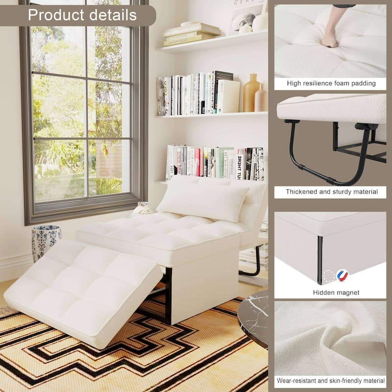 Convertible Sofa Bed Sleeper Sofa Chair Couch Folding Ottoman Recliner Chairs for Living Room