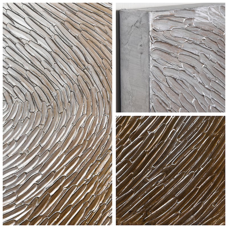Gold Waves Textured Metallic Hand Painted Canvas Wall Art Set of 3, Single