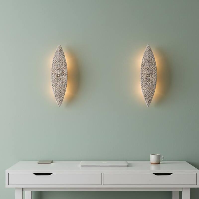 Ele 2-Light Modern Coastal Natural Rattan Sconce (2 Pack) - 25 in. Tall