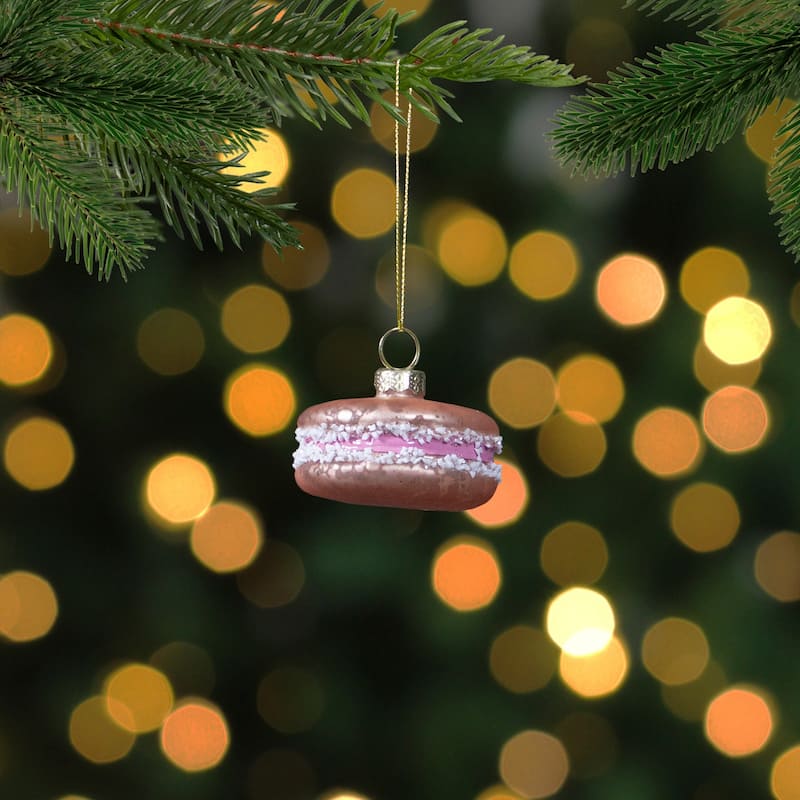 2" Macaroon with Sugar Glass Christmas Ornament