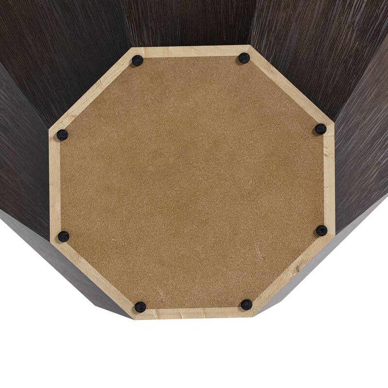 31.5" Octagonal Rubber Wood Coffee Table for Living Room, Bedroom