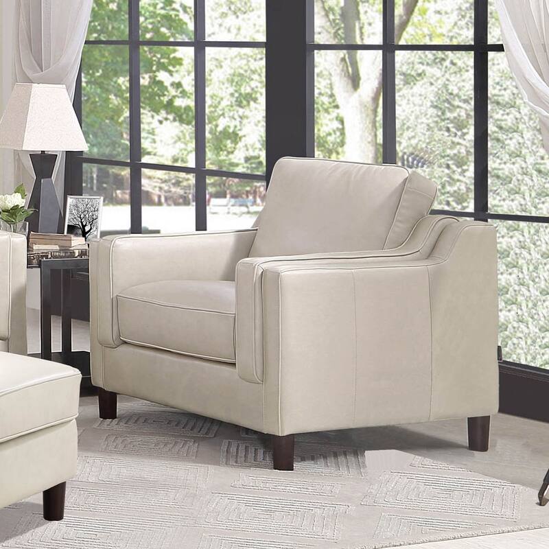 Hydeline Bella Top Grain Leather Chair With Feather, Memory Foam and Springs