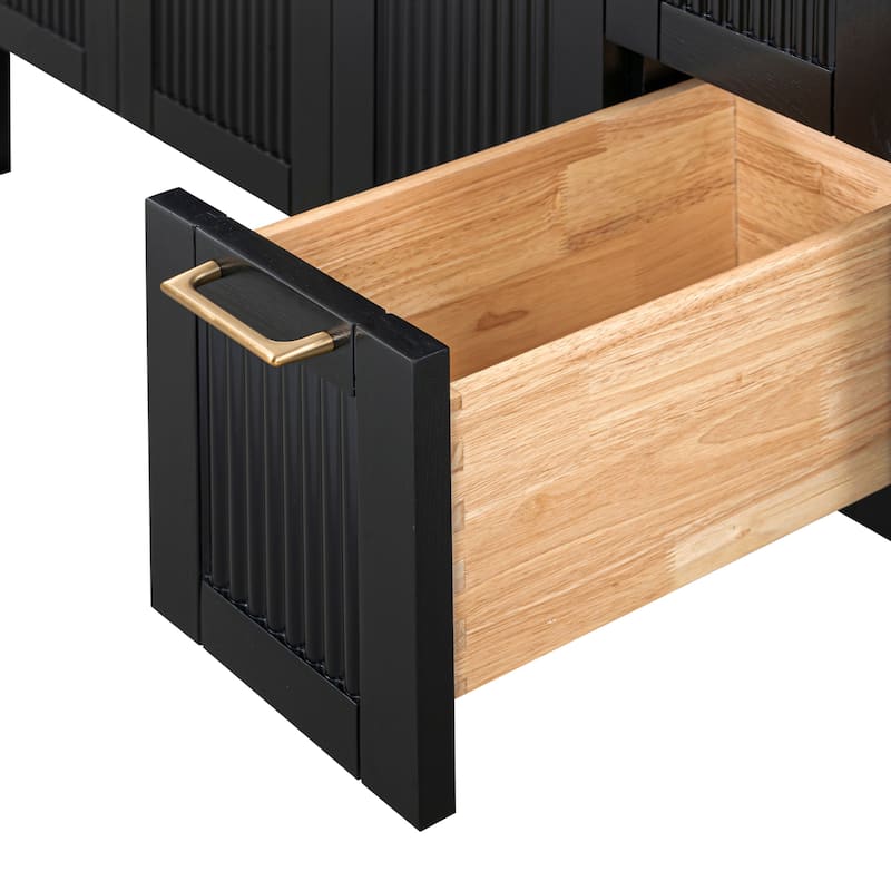 Luka Bathroom Vanity in Black Oak with Alluring Quartz Top