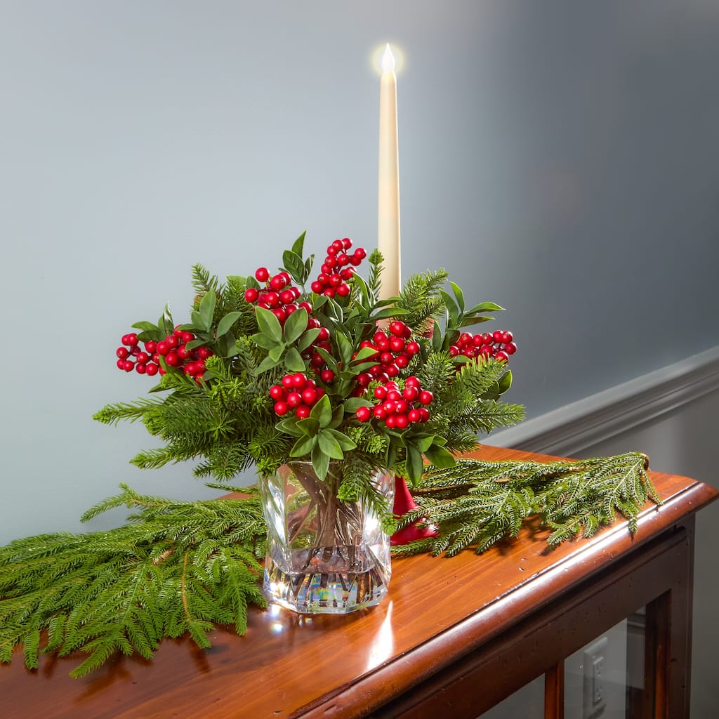 12" Berry/Pine/Cone Arrangement