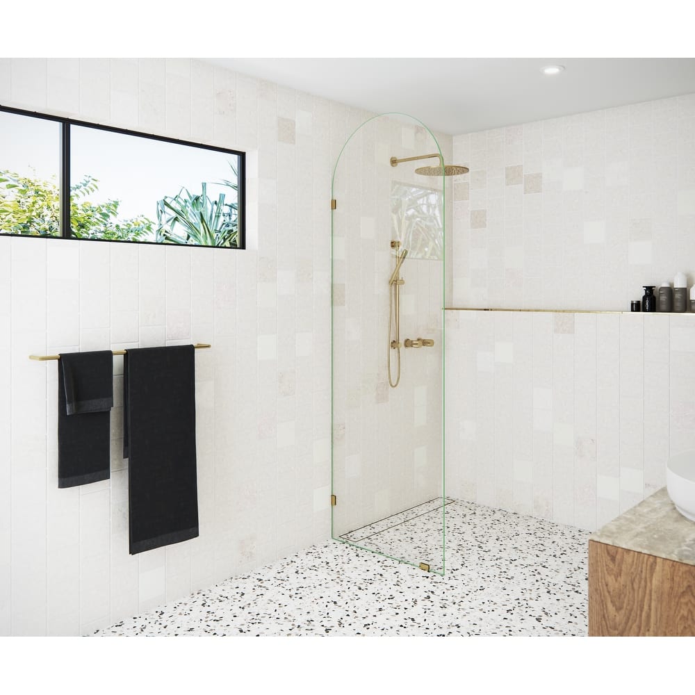Glass Warehouse 28" x 86.75" Frameless Shower Door - Arched Single Fixed Panel