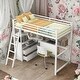 preview thumbnail 2 of 25, Modern Twin Size Loft Bed With Desk and Shelves,Two Built-in Drawers for Bedroom