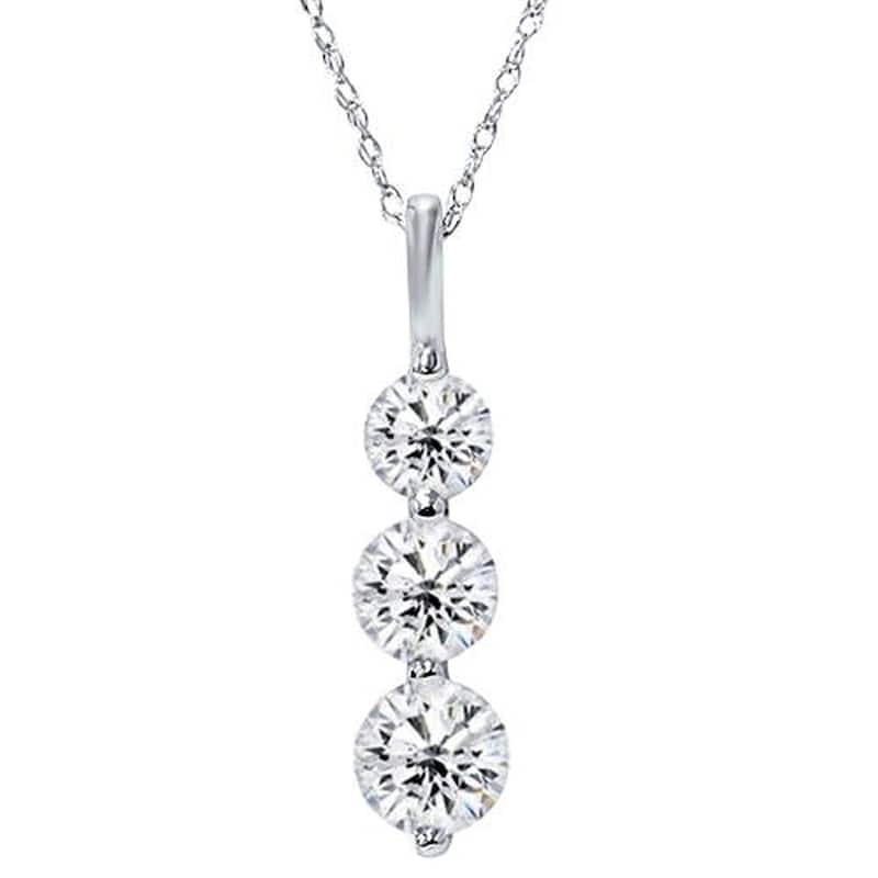 3/4ct 3 Stone Diamond Pendant White Gold