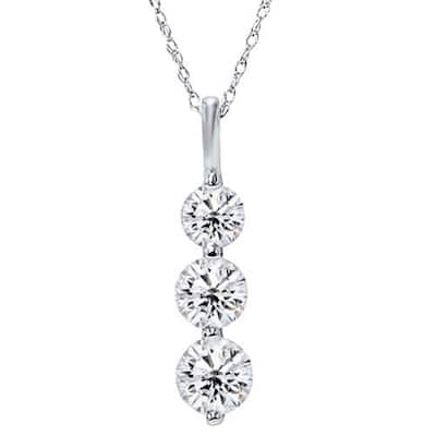 3/4ct 3 Stone Diamond Pendant White Gold