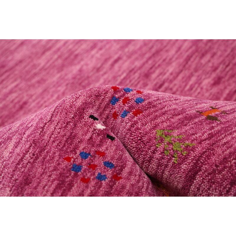 ECARPETGALLERY Hand Loomed Kashkuli Gabbeh Dark Magenta Wool Rug - 4'11 x 7'9