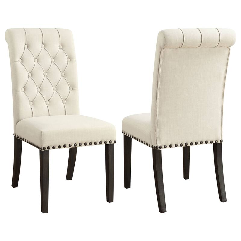 2pc Set Luxurious Feel Button-Tufted High Back Elegant Rolled Top Velvet Fabric Upholstered Nailhead Trim Tapered Legs