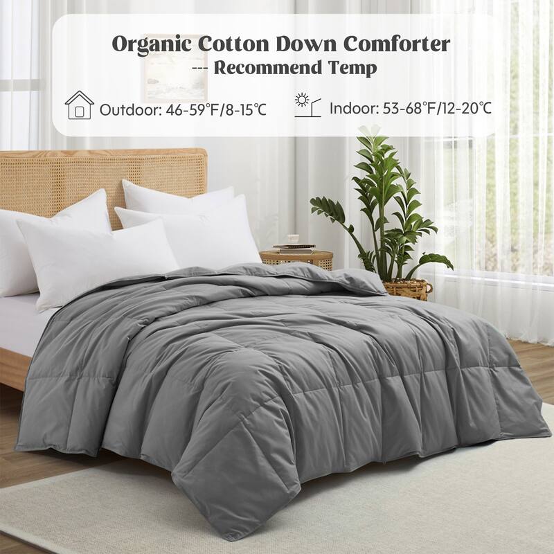 All Season 100% Organic Cotton Down Breathable Duvet Insert Medium Warmth Comforter