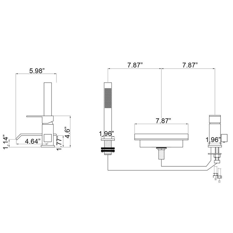 Widespread Bathroom Sink Bathtub Faucet Waterfall Tub Filler