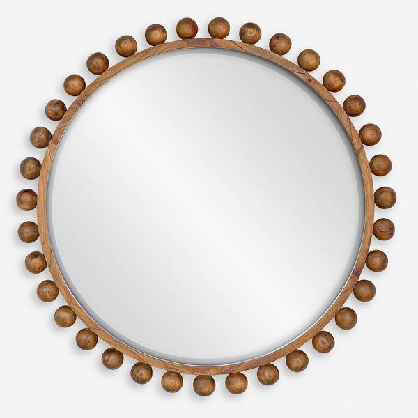 slide 2 of 6, Uttermost 08176 Cyra 44" Diameter Circular Beveled Accent Mirror Brown