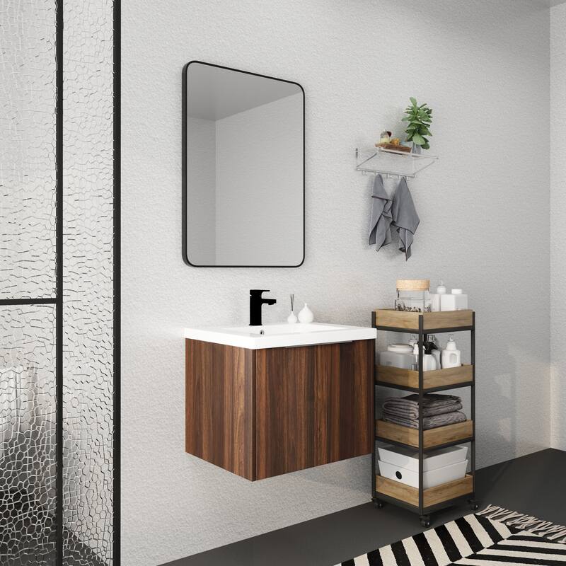 30" Floating Bathroom Vanity with Resin Sink, Soft Closing Door, and Ample Storage Space - 23.6in L Plywood