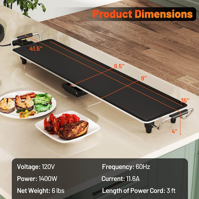 Costway 35" Extra Large electric Teppanyaki Grill with Adjustable